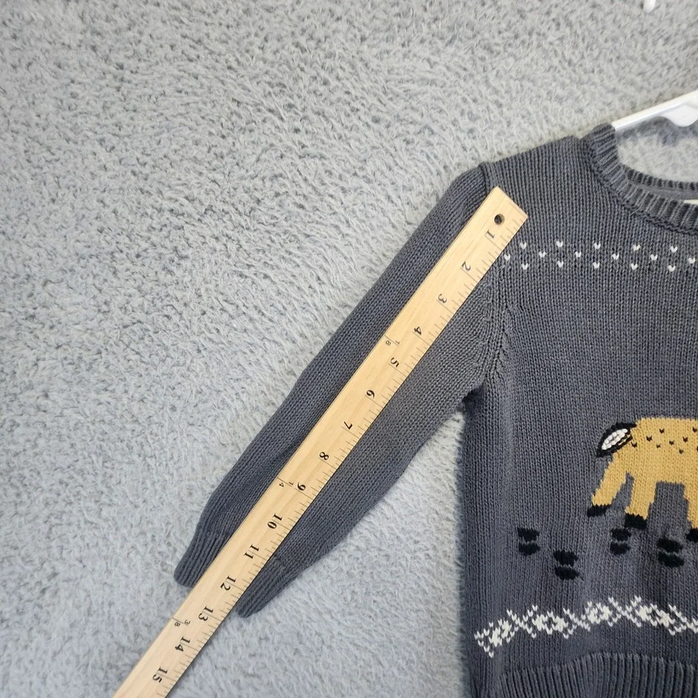 OshKosh B'gosh Sweater Toddler 3 Reindeer Christmas Gray Long Sleeve 100% Cotton